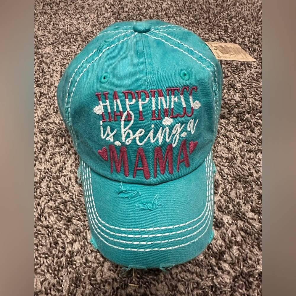 NWT - Happiness is being a Mama hat - Teal